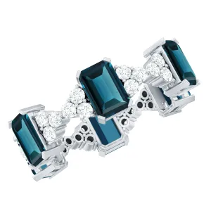 London Blue Topaz and Moissanite Eternity Ring