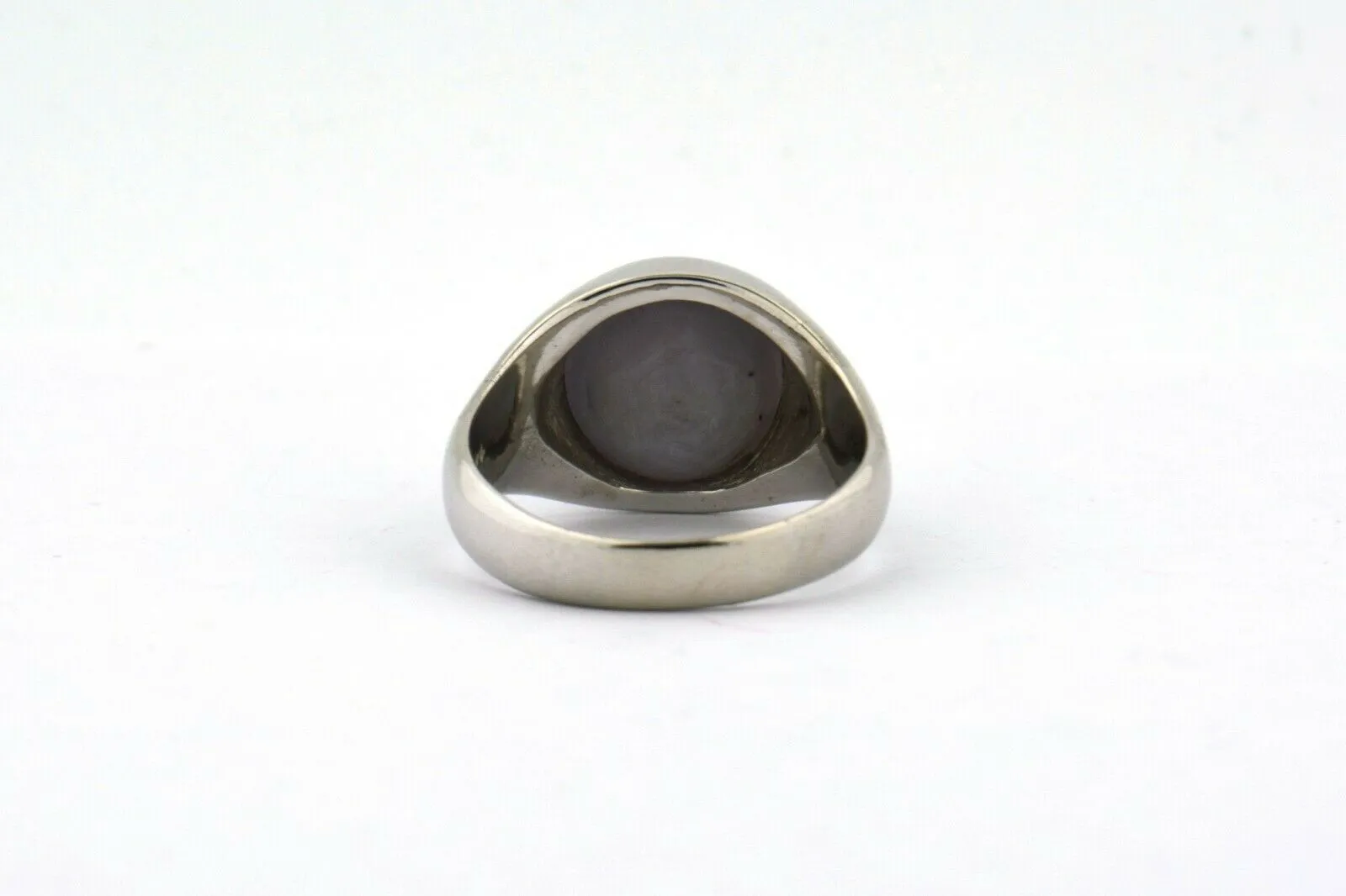 Men's 14k White Gold Ring 16.5 Carat Gray Star Sapphire Cabochon 14.9g Size 12