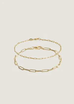 Micro & Paperclip Link Chain Bracelet Stack