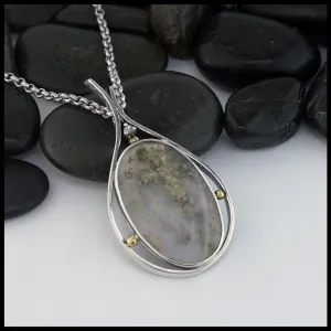 Moss Agate and Green Sapphire Pendant