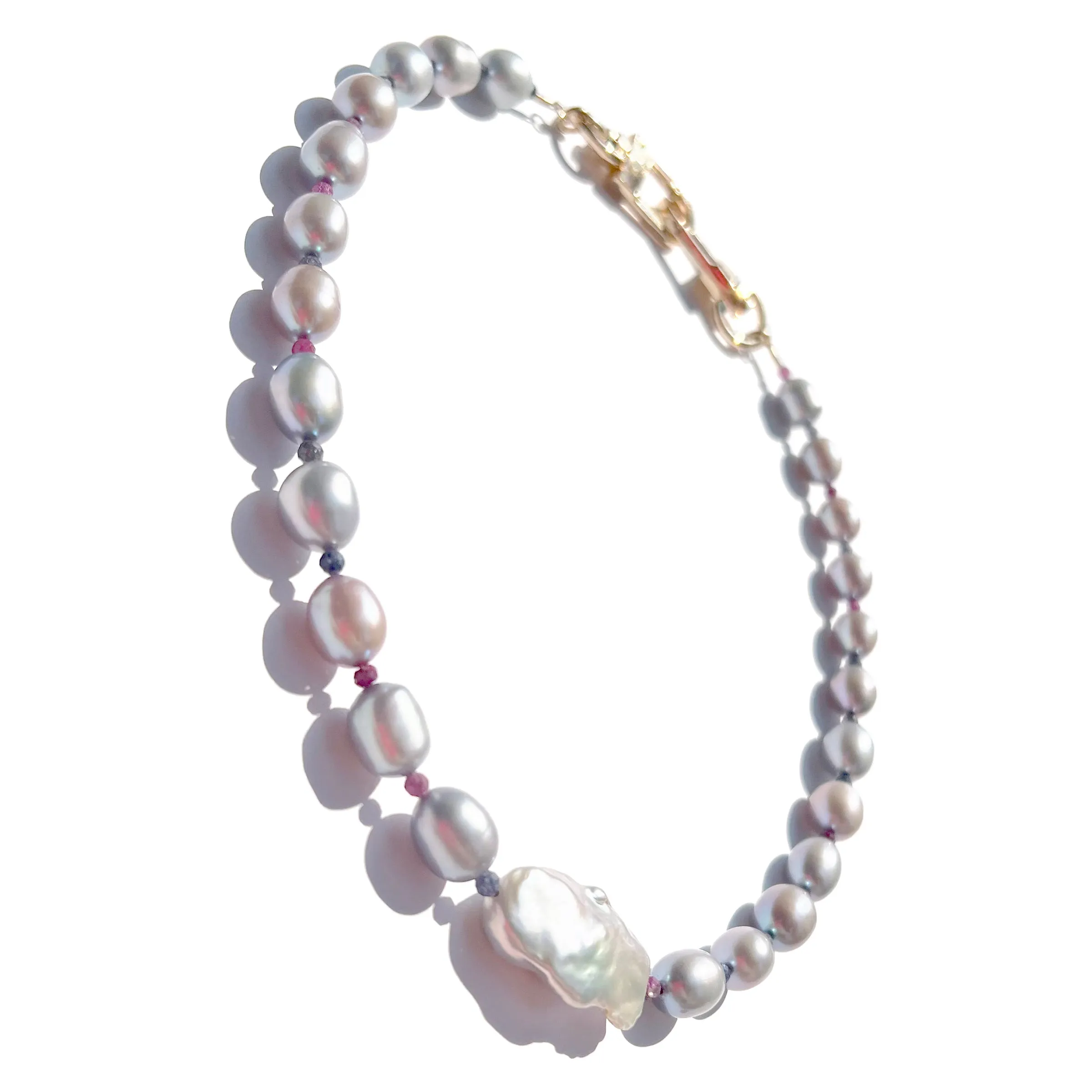 MPR x IMAGINARIUM: Pearl Melange in Silver Sparkle with Multi-Color Sapphire Necklace