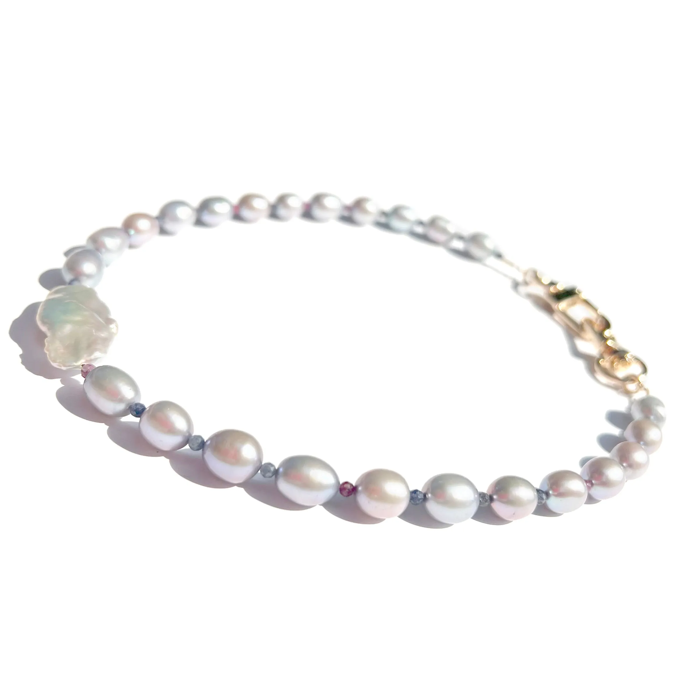 MPR x IMAGINARIUM: Pearl Melange in Silver Sparkle with Multi-Color Sapphire Necklace