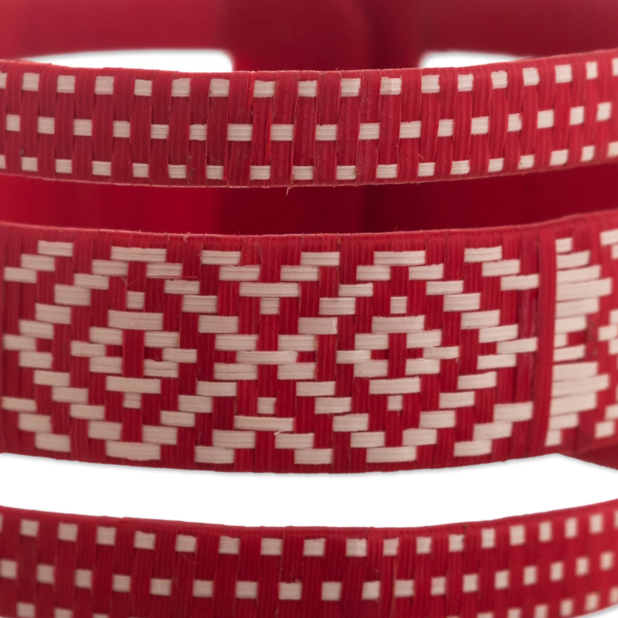 Natural Fiber Red and Off-White Cuff Bracelet from Colombia - Harvest Weave | NOVICA