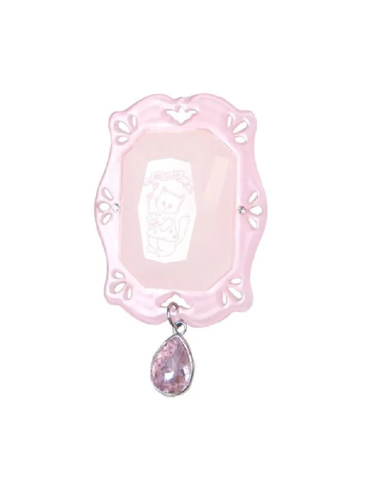 Owl cat motif sapphire pink stone brooch pearl necklace【s0000005679】