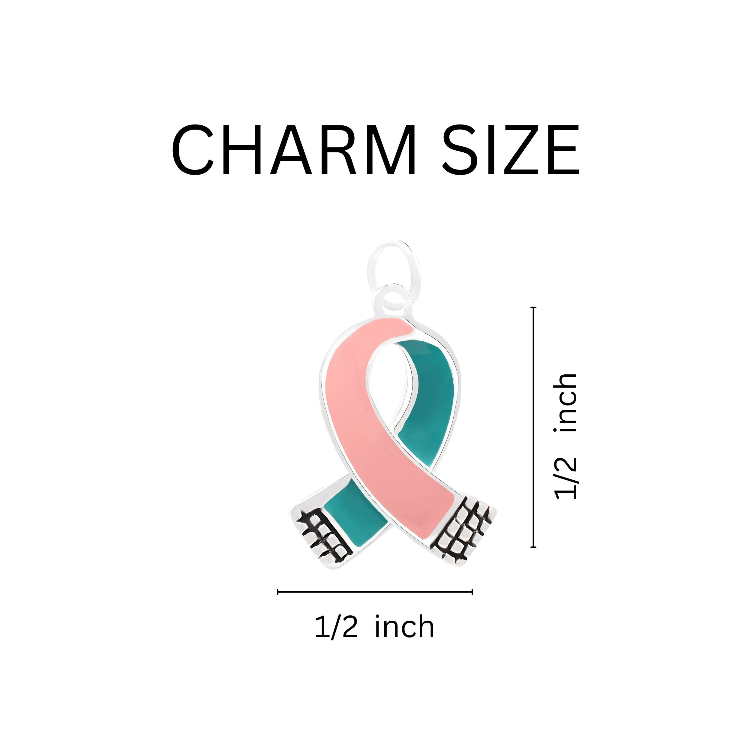 Pink & Teal Ribbon Hope Retractable Charm Bracelets