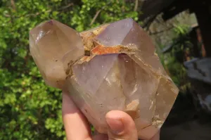 Polished Smokey Amethyst Window Quartz Crystals x 2 From Madagascar