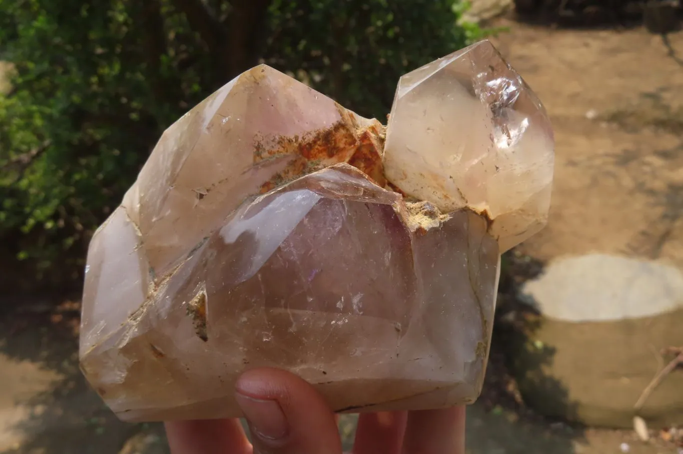 Polished Smokey Amethyst Window Quartz Crystals x 2 From Madagascar