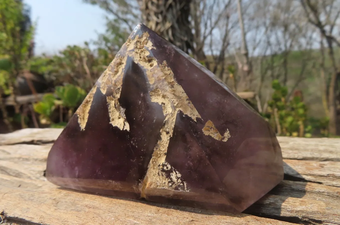 Polished Smokey Amethyst Window Quartz Crystals x 2 From Madagascar