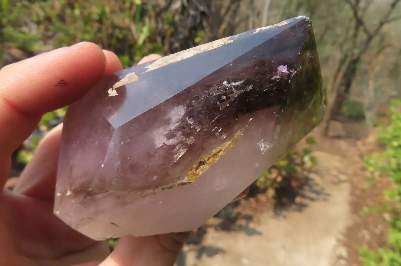 Polished Smokey Amethyst Window Quartz Crystals x 2 From Madagascar