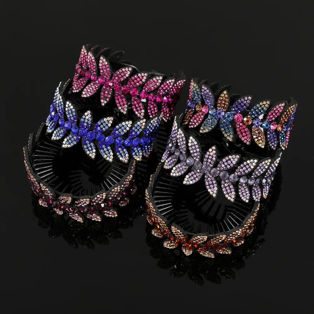 "Stylish Rhinestone Hair Clip: Add Glamour with Crystal Bird Nest Twist and Bun Holder - Perfect Hair Accessory for Women"