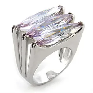 Rhodium Brass Ring with AAA Grade CZ in Light Amethyst for Women Style 80306