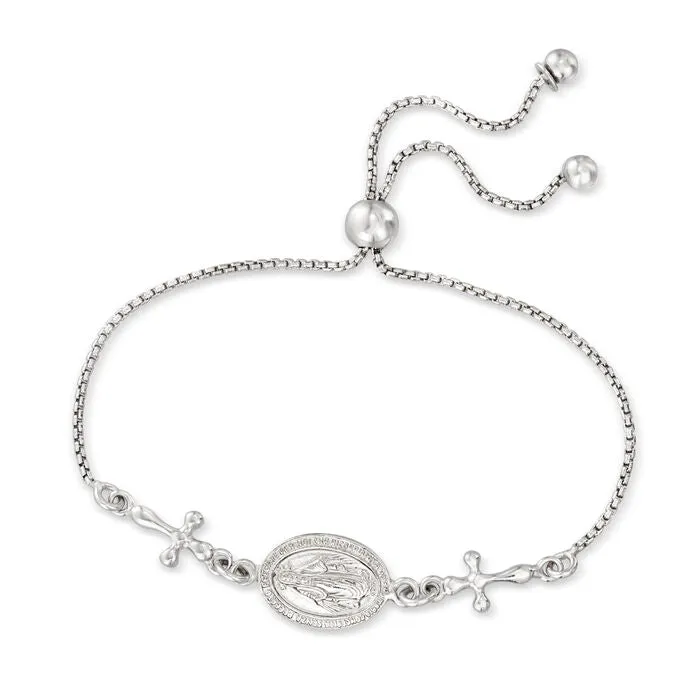 Ross-Simons Italian Sterling Silver Miraculous Medal Bolo Bracelet