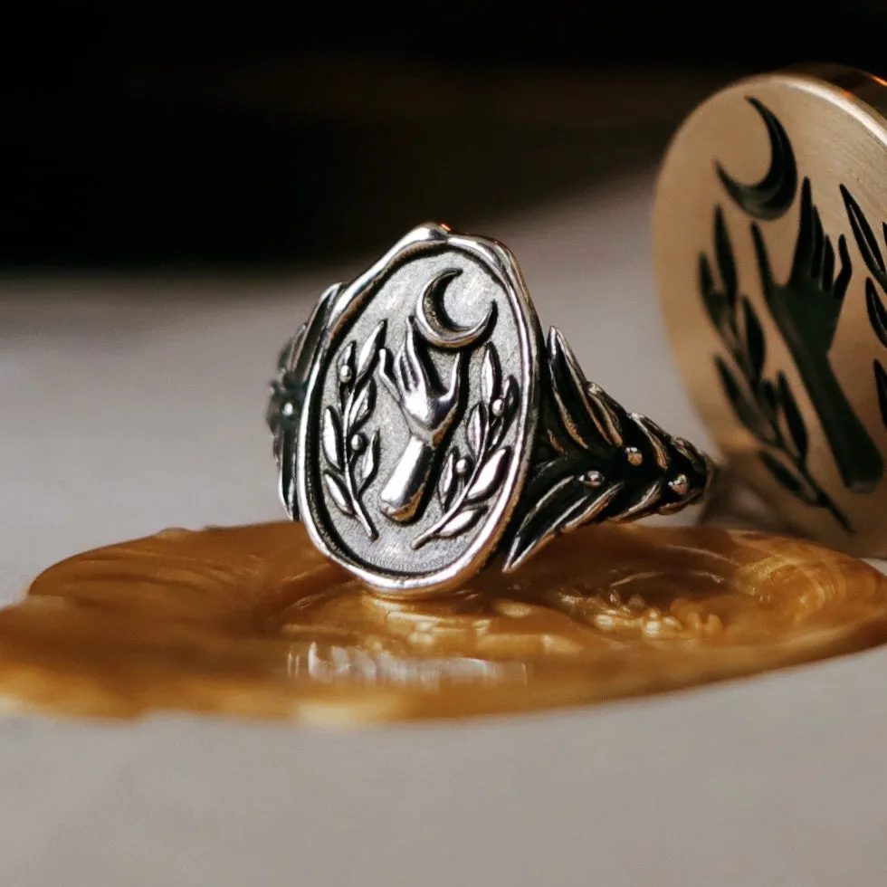 Selene Wax Seal Crescent Moon Ring