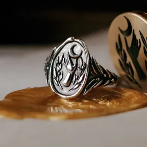 Selene Wax Seal Crescent Moon Ring