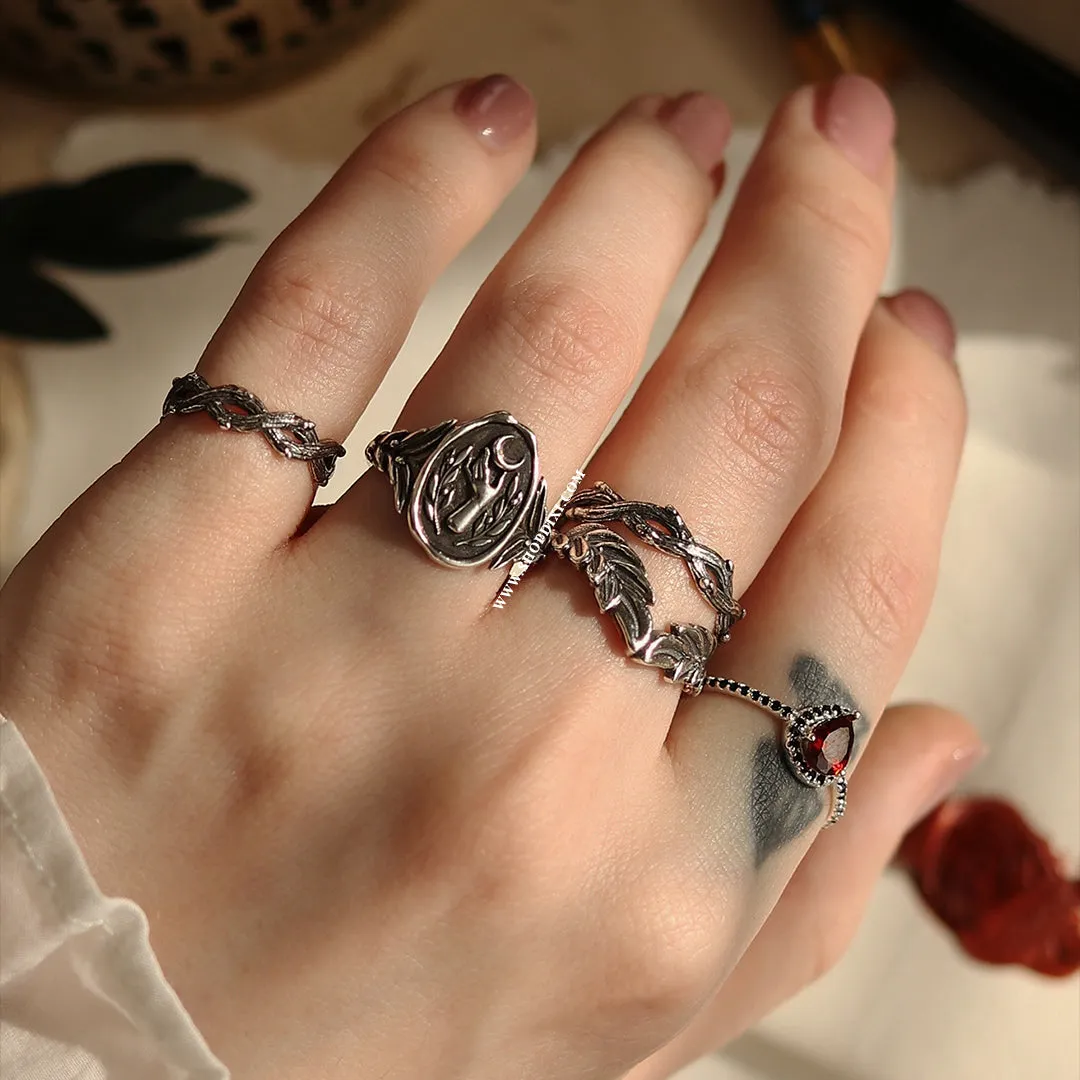 Selene Wax Seal Crescent Moon Ring