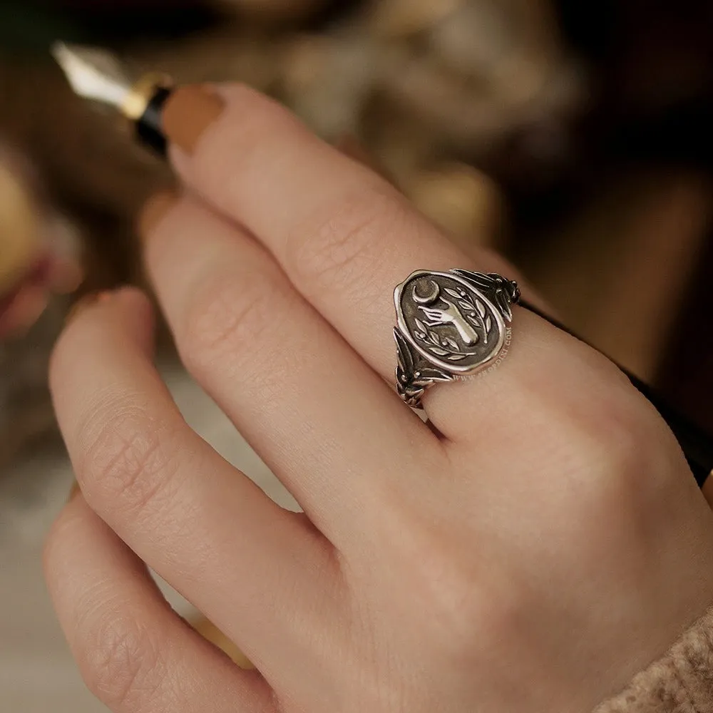 Selene Wax Seal Crescent Moon Ring