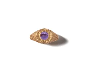 Self Involved Signet Ring, Gritty with Amethyst