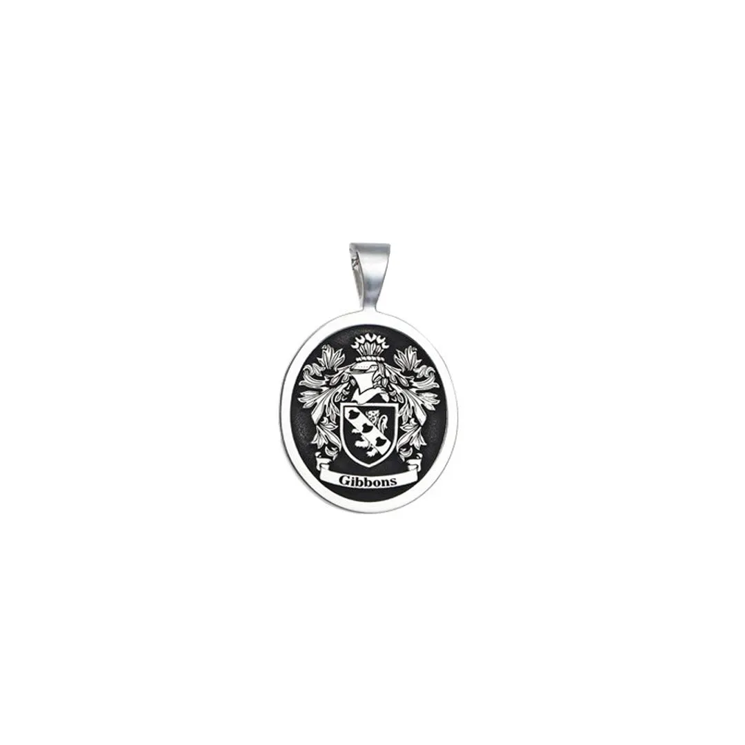 Signet Oval Pendant Base for Family Crest - Solid Silver