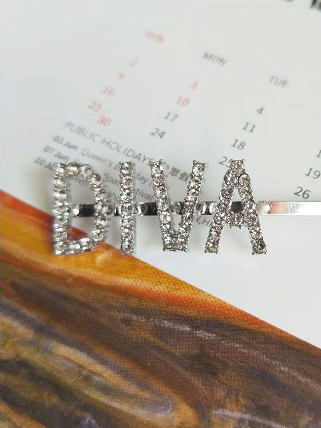 Silver Diamond Rhinestone Letter Hair Clips Hairpin Bangs Clip Sweet Barrette Hairclips Hair Accessories