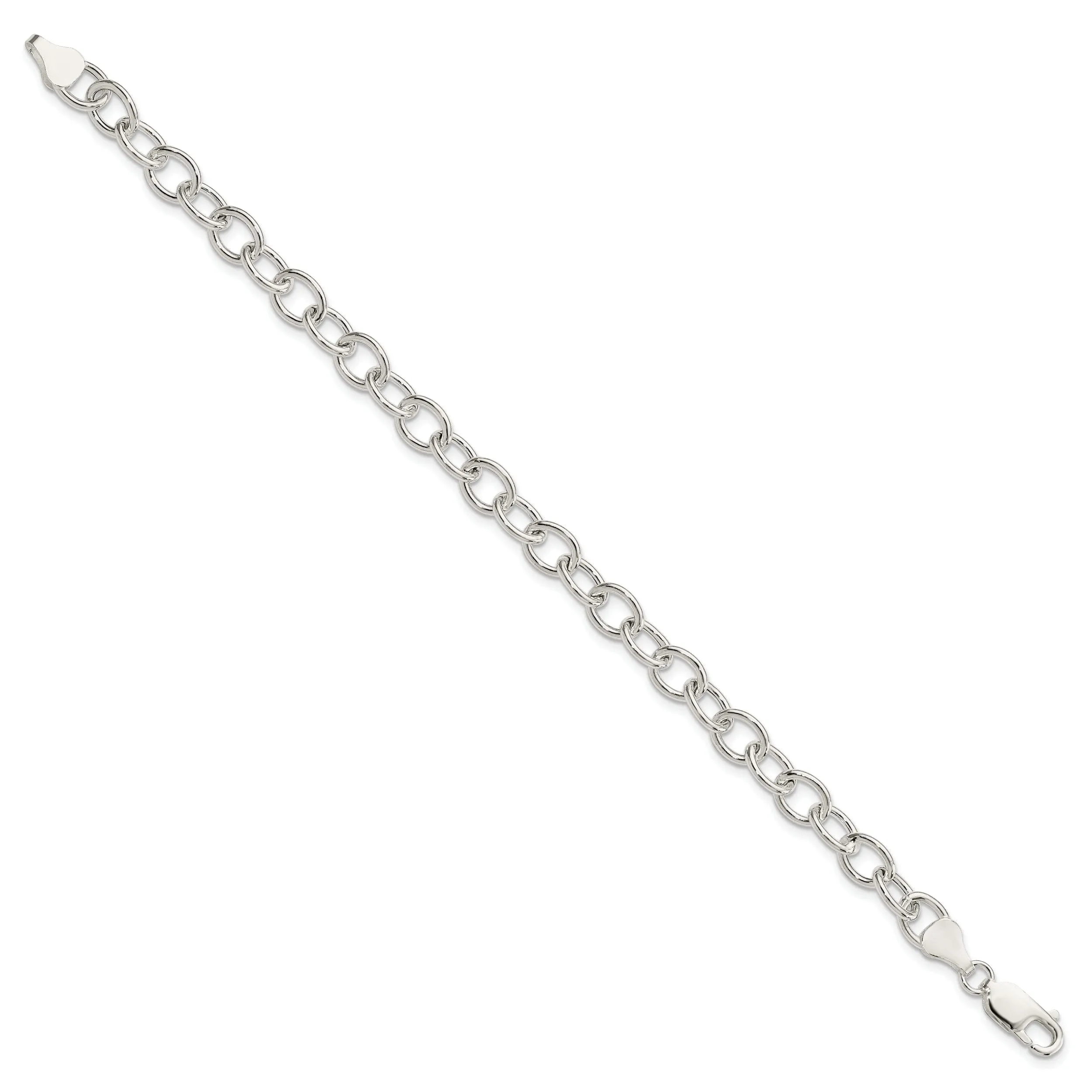 Silver Polished Finish Hollow Cable Bracelet