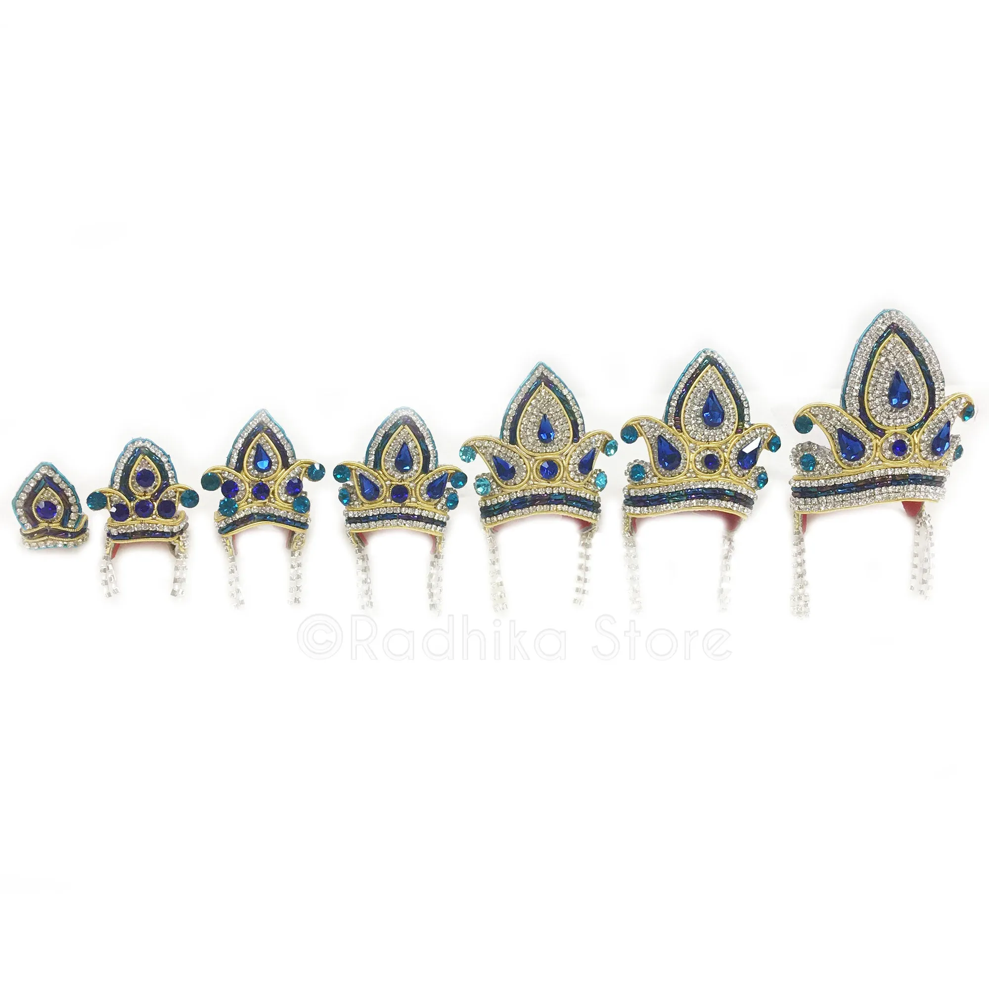 Sri Balaram Sapphire Blue - Deity Crown and Necklace Set