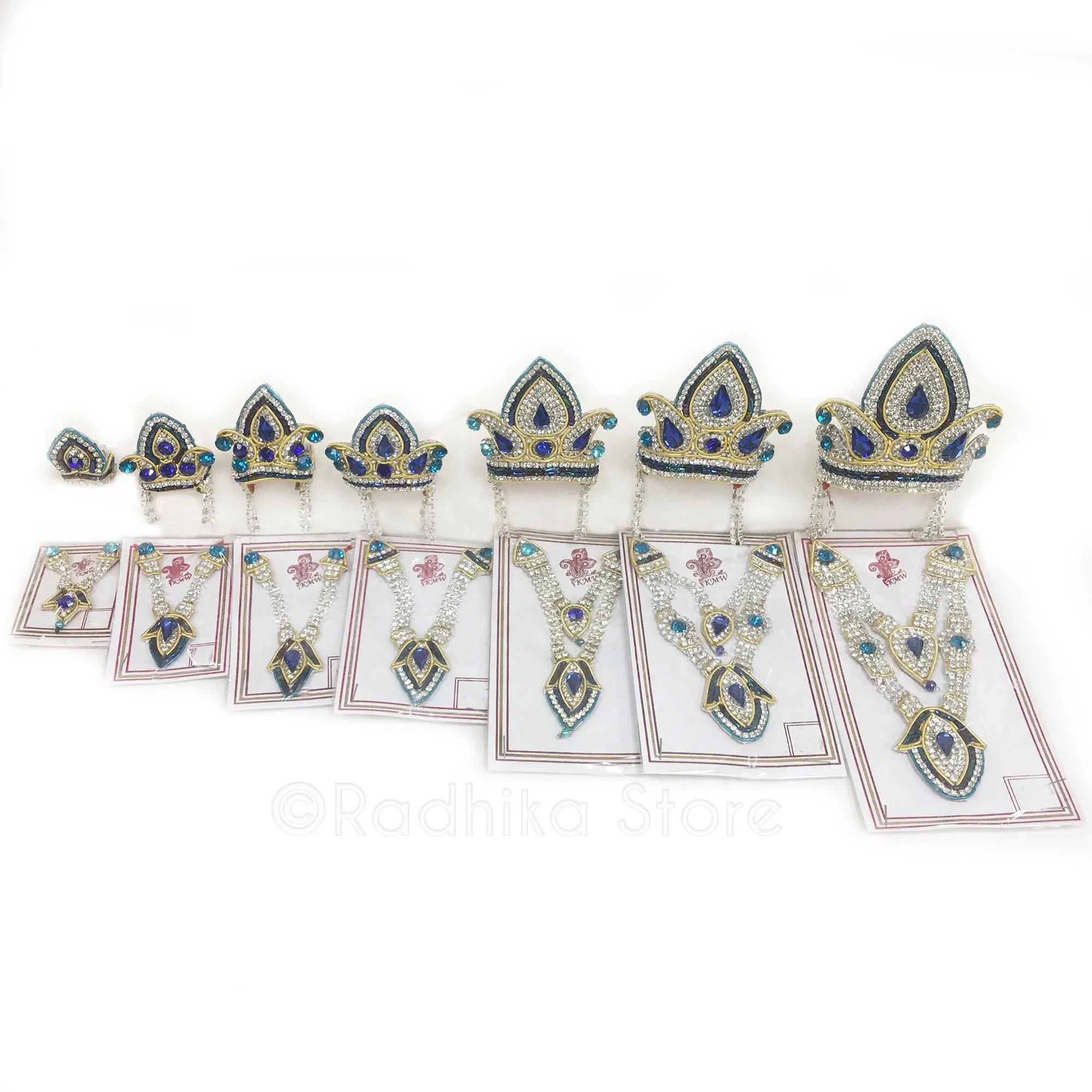 Sri Balaram Sapphire Blue - Deity Crown and Necklace Set