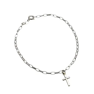 Sterling Silver Cross Charm Bracelet Anklet Italy