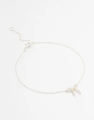 Sterling Silver Cubic Zirconia Bow Bracelet