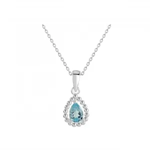 Sterling Silver Teardrop Blue Topaz Bobble Surround Pendant 9707BT