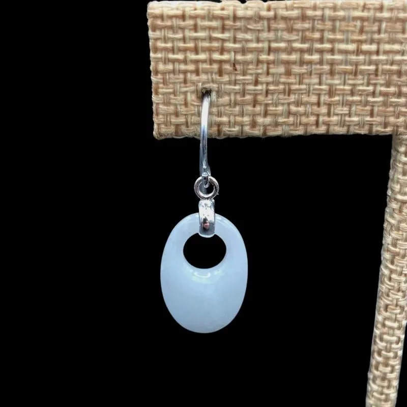 Sterling Silver White Jade Dangle Earrings