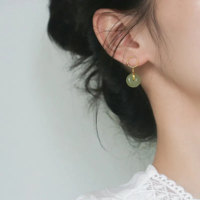 Synthetic Jade Ring Earrings