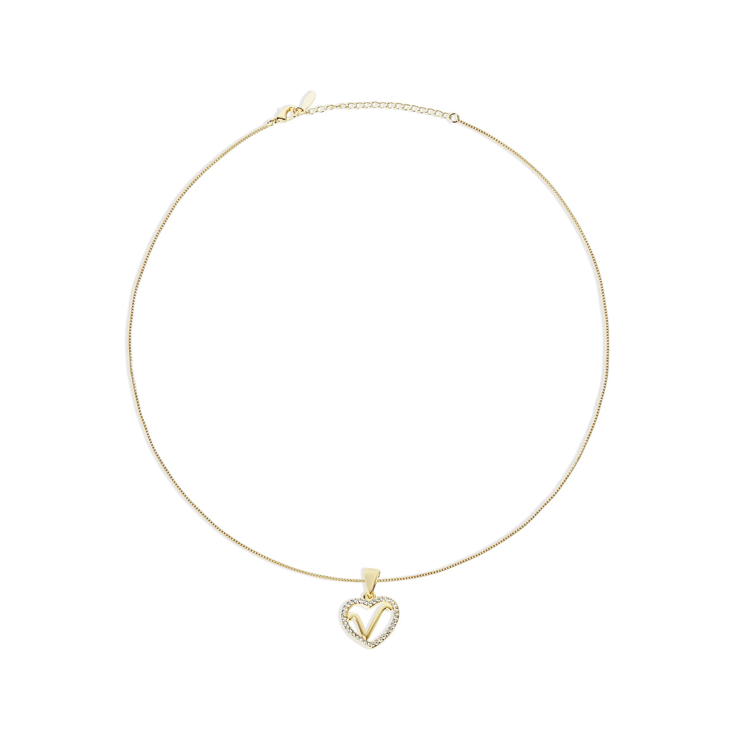 THE CUTOUT ICED HEART INITIAL PENDANT NECKLACE