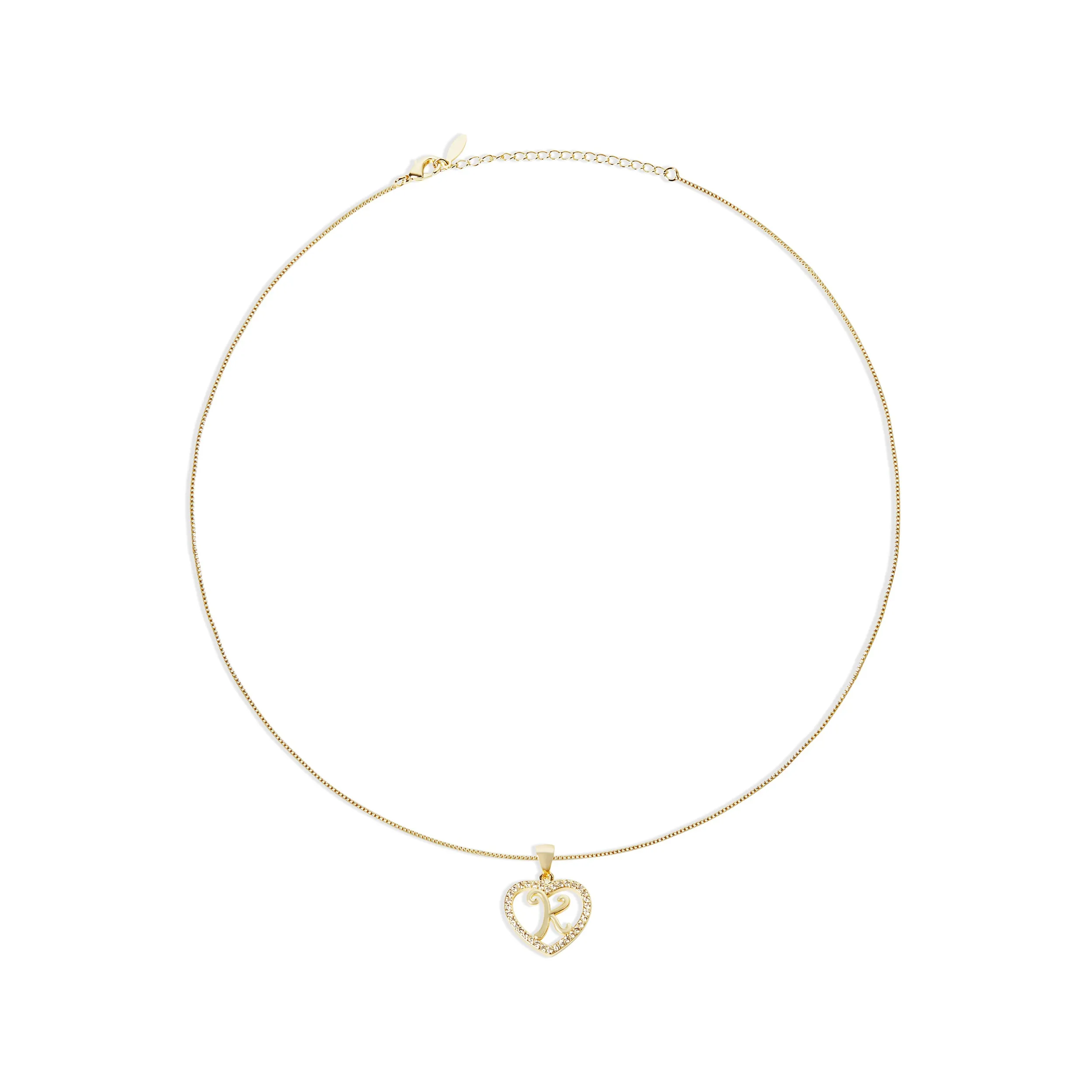 THE CUTOUT ICED HEART INITIAL PENDANT NECKLACE