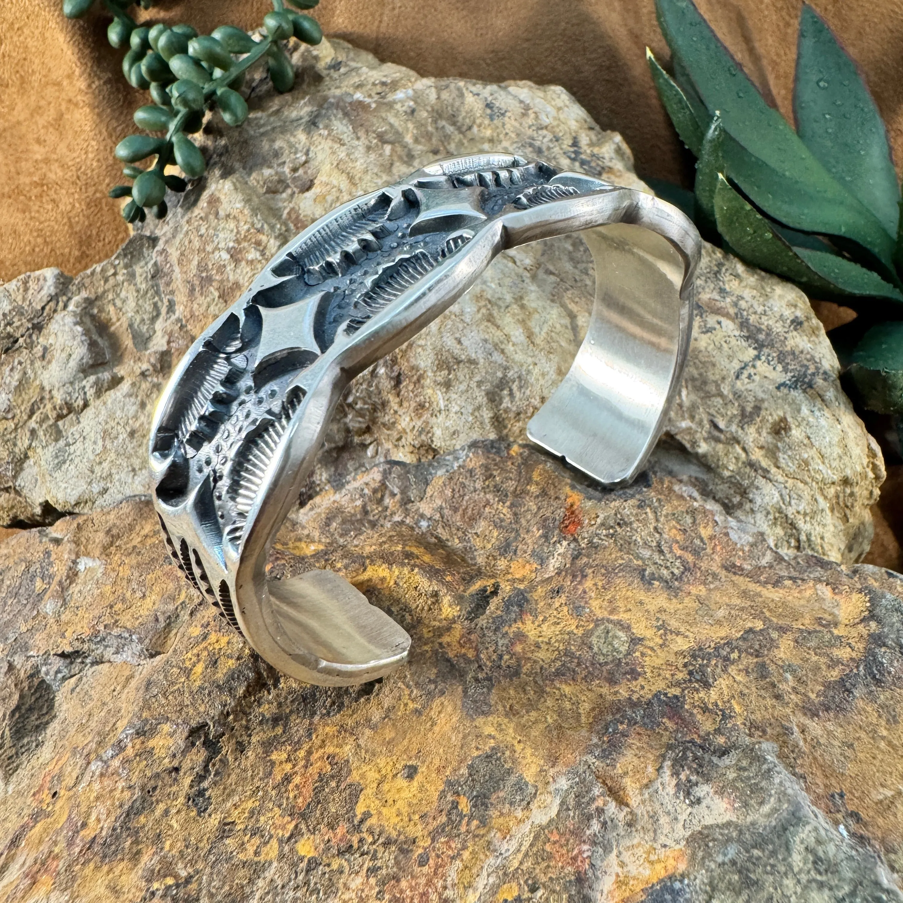 Traditional Sterling Silver Cuff Bracelet by Jerald Tahe