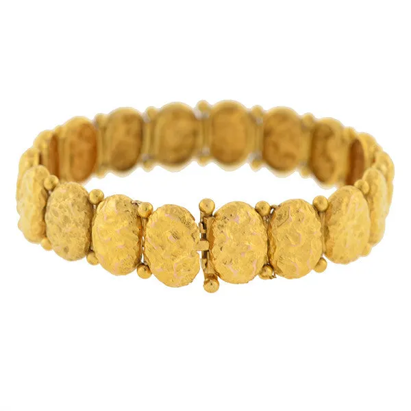 Victorian 14kt Gold Textured Button Bracelet