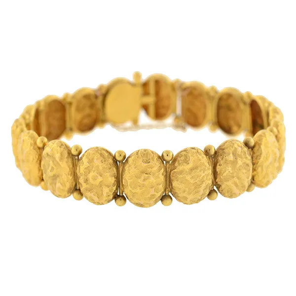 Victorian 14kt Gold Textured Button Bracelet