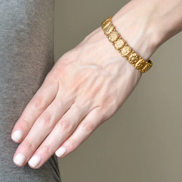 Victorian 14kt Gold Textured Button Bracelet