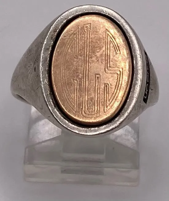 Vintage Monogrammed Signet Ring Sterling Silver US SHOE Sz 7.5