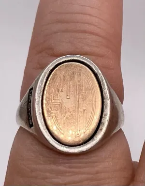 Vintage Monogrammed Signet Ring Sterling Silver US SHOE Sz 7.5