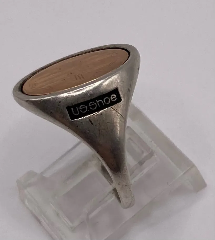 Vintage Monogrammed Signet Ring Sterling Silver US SHOE Sz 7.5