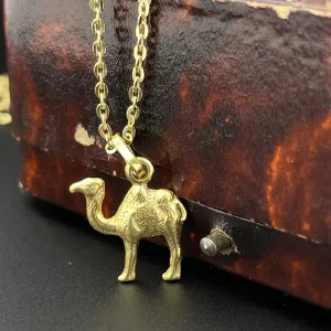 Vintage Puffy Camel Carm Pendant 18K Gold