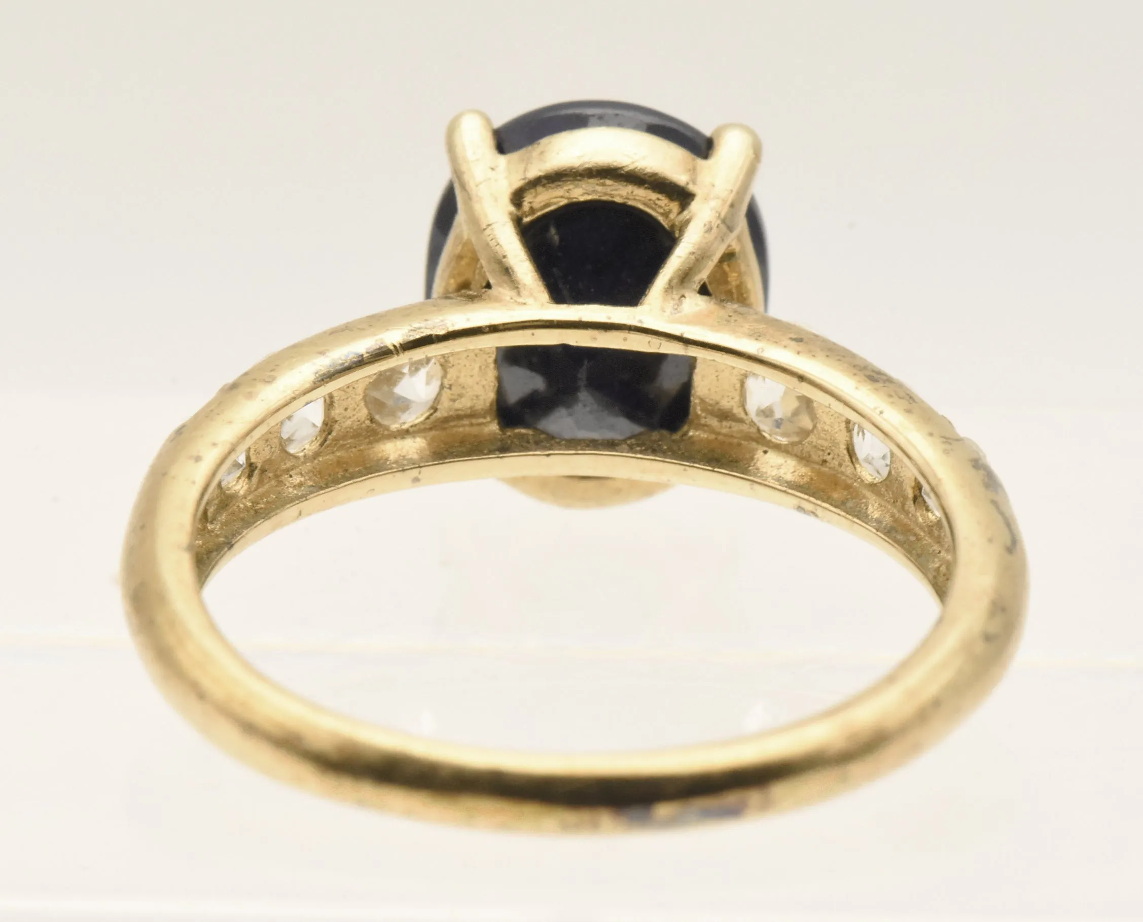 Vintage Vermeil Blue Sapphire and Topaz Ring - Size 9