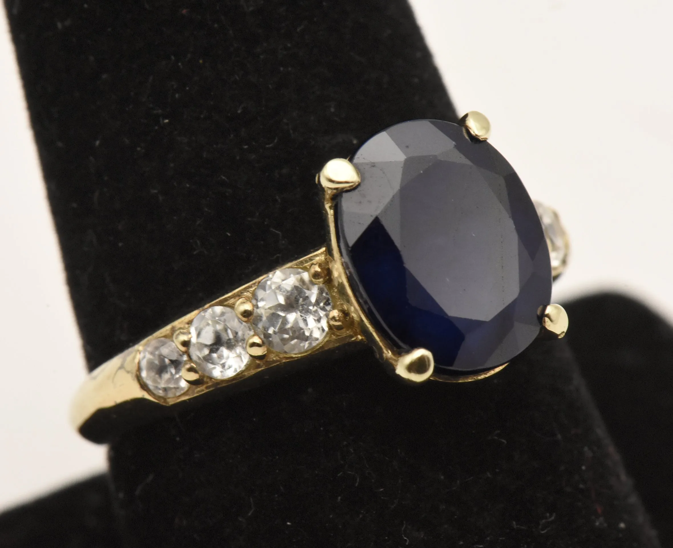 Vintage Vermeil Blue Sapphire and Topaz Ring - Size 9