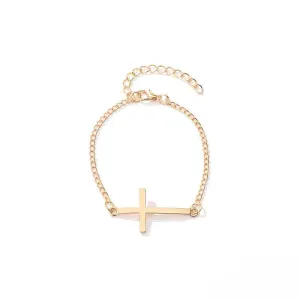 Women's Cross Bracelet <br> Sideways Gold