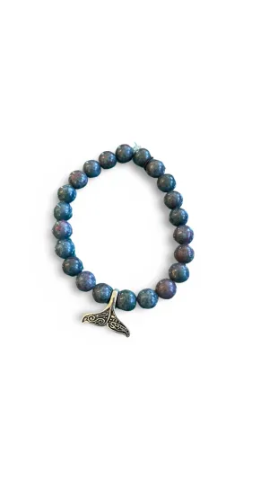 Wrist Mala - Ruby Kyanite w/ Large Silver Whale Tail