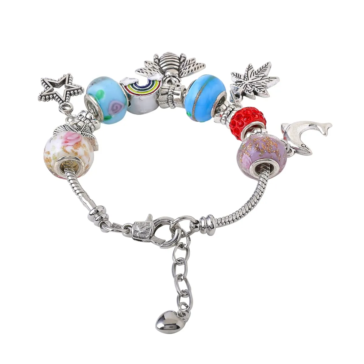 Yellow Chimes Bracelet For Women eye-catching Silver Tone With Different Charms Hanging Bracelet For Women and Girls