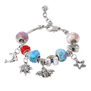 Yellow Chimes Bracelet For Women eye-catching Silver Tone With Different Charms Hanging Bracelet For Women and Girls